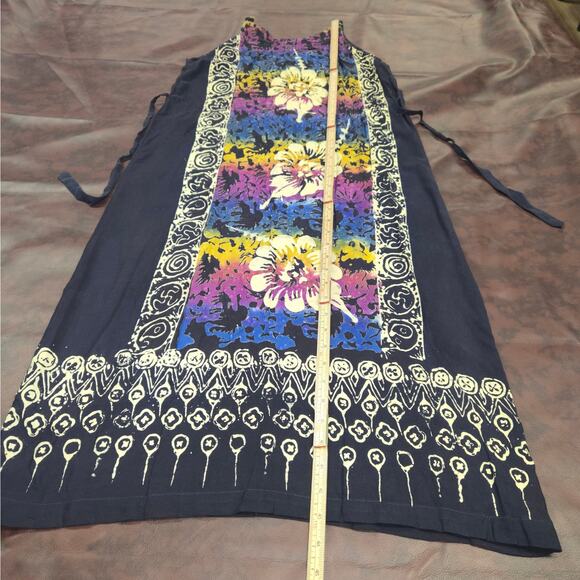 Bali Batik Rayon Sundress Womens Small Colorful Floral Boho Beach Dress Casual - Picture 5 of 8